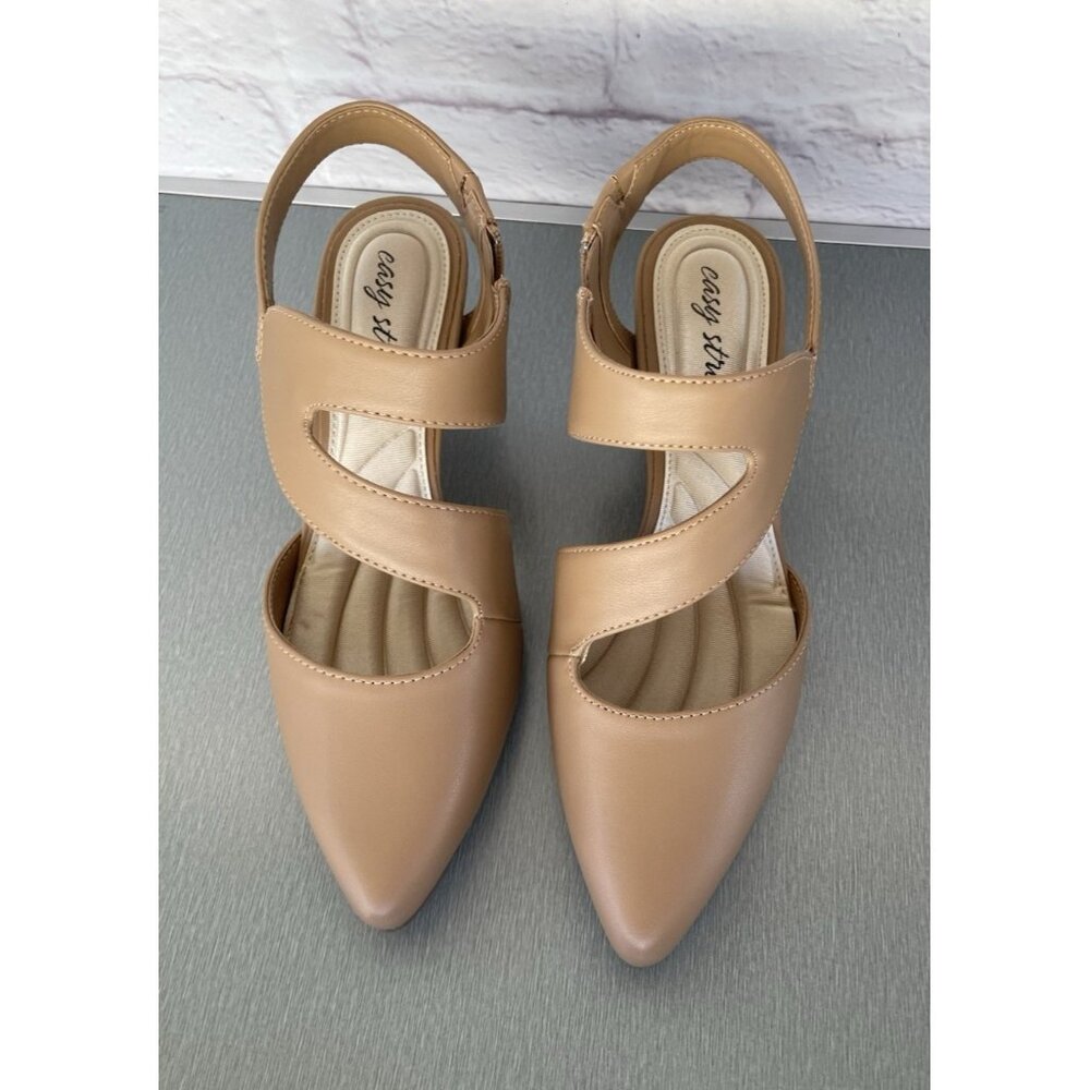Easy Street Women's Pumps Square Heels 2" Zip Nude Color Size 6W NO BOX - Picture 1 of 11